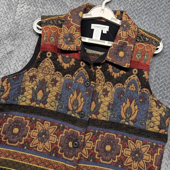 Coldwater Creek Jackets & Blazers - Vintage Coldwater Creek Tapestry Vest Large Southwestern Floral‎ USA Grandma